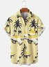 Men's Coconut Tree Print Casual Fabric Fashion Hawaiian Lapel Short Sleeve Shirt