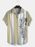 Cotton and linen botanical geometric stripes music lapel comfortable linen shirt