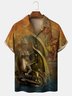 Men's Dragon Print Casual Fabric Fashion Lapel Short Sleeve Shirt