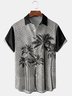 Mens Dark Geo Coconut Print Front Buttons Soft Breathable Chest Pocket Casual Hawaiian Shirts