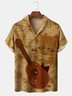 Men's Music Guitar Print Casual Fabric Fashion Lapel Short Sleeve Shirts
