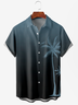 Men's Blue Gradient Coconut Print Anti-Wrinkle Moisture Wicking Fabric Lapel Short Sleeve Hawaiian Shirt