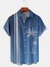 Mens Coconut Tree Print Front Buttons Soft Breathable Chest Pocket Casual Aloha Shirts