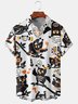 Men's Halloween Animal Print Casual Short Sleeve Hawaiian Shirt with Chest Pocket