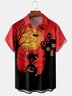 Casual Style Festival Series Gradient Color Halloween Cat Pumpkin Element Pattern Lapel Short-Sleeved Shirt Print Top