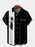 Men's Halloween Black Cat Print Casual Breathable Short Sleeve Shirt