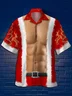 Men's New Christmas Santa Outfit Print Casual Breathable Hawaiian Short Sleeve Shirt