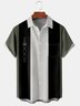 Mens Geo Print Front Buttons Soft Breathable Chest Pocket Casual Bowling Shirt