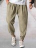 Cotton and Linen Plain Hawaiian Casual Trousers