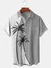 Men's Coconut Tree Colorblock Print Casual Breathable Hawaiian Short Sleeve Shirt with Pockets