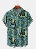 Men Geometric Casual Summer Printing Micro-Elasticity Buttons Short sleeve H-Line Shirt