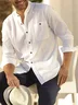 Cotton Linen Plain Color Casual Long Sleeve Shirt