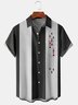 Poker Symbols Chest Pocket Short Sleeve Bowling Shirt