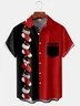 Christmas Socks  Chest Pocket Short Sleeve Casual Shirt