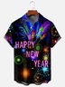New Year Chest Pocket Short Sleeve Casual Shirt