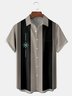 Mid Century Geometric Chest Pocket Short Sleeve Bowling Shirt