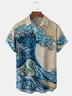 Ukiyo-e Wave Chest Pocket Short Sleeve Hawaiian Shirt