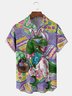 Dinosaur Easter Egg Chest Pocket Short Sleeve Shirt