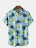 Watercolor Floral Breast Pocket Short Sleeve Hawaiian Shirt