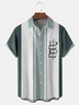 Geometric Chest Pocket Short Sleeve Bowling Shirt
