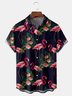 Flamingo Chest Pocket Short Sleeve Hawaiian Shirt