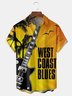 Music Guitar Chest Pocket Short Sleeve Casual Shirt