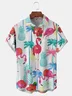 Flamingo Chest Pocket Short Sleeve Hawaiian Shirt