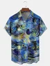 Oil Painting Animals Chest Pocket Short Sleeve Shirt