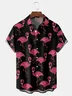 Flamingo Chest Pocket Short Sleeve Hawaiian Shirt