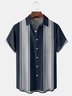 Geometric Stripe Chest Pocket Short Sleeve Bowling Shirt