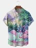 Flamingo Chest Pocket Short Sleeve Hawaiian Shirt