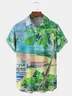 Coconut Tree Chest Pocket Short Sleeve Hawaiian Shirt