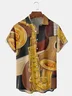 Music Saxophone Chest Pocket Short Sleeve Casual Shirt