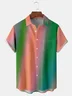 Gradient Pattern Chest Pocket Short Sleeve Casual Shirt