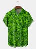 St. Patrick's Day Clover Chest Pocket Short Sleeve Casual Shirt
