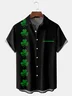 St. Patrick's Day Clover Chest Pocket Short Sleeve Bowling Shirt