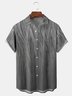 Ombre Abstract Geometric Chest Pocket Short Sleeve Casual Shirt
