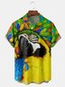 Parrots Chest Pocket Short Sleeve Hawaiian Shirt