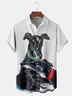 Greyhound Dog Chest Pocket Short Sleeve Casual Shirt