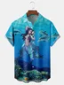 Mermaid Chest Pocket Short Sleeve Hawaiian Shirt