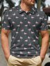 Flamingo Polka Dot Button Short Sleeve Golf Polo Shirt