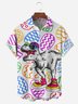 Easter Egg Dinosaur Chest Pocket Short Sleeve Casual Shirt
