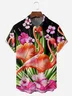 Flamingo Chest Pocket Short Sleeve Hawaiian Shirt