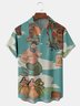 Mermaid Coconut Tree Chest Pocket Short Sleeve Hawaiian Shirt