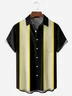 Geometric Stripe Chest Pocket Short Sleeve Bowling Shirt