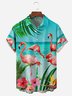 Flamingo Chest Pocket Short Sleeve Hawaiian Shirt