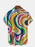 Color Block Geometric Chest Pocket Short Sleeve Casual Shirt
