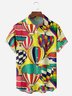 Hot Air Balloon Chest Pocket Short Sleeve Casual Shirt