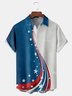 Independence Day Flag Chest Pocket Short Sleeve Shirt