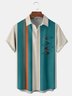 Mid Century Geometric Chest Pocket Short Sleeve Bowling Shirt